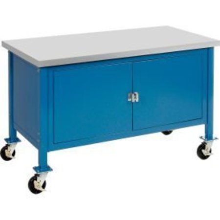 GLOBAL EQUIPMENT Mobile Cabinet Workbench - ESD Square Edge, 60"W x 30"D, Blue 249207BL